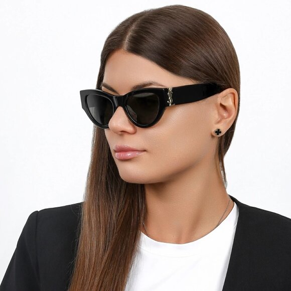 BRAND NEW Saint Laurent SLM94 001 Black Grey Cat Eye Women Sunglasses main image 6